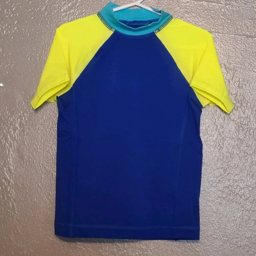 Lands' End Blue & Yellow Kids Rash Guard (Swim Shirt) Size XXS (2-3) NWOT
